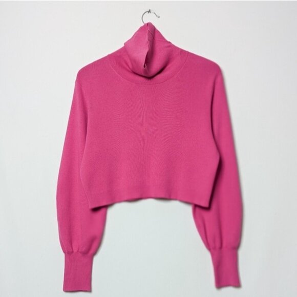 NEW WILFRED Rebecca Sweater Wool Vital Pink Turtleneck Crop Top Small S Aritzia - Picture 7 of 10